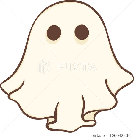 Cute Halloween ghost, retro spooky boo cartoon doodle illustration 106042536