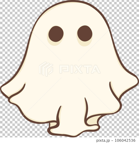 Cute Halloween ghost, retro spooky boo cartoon doodle illustration 106042536