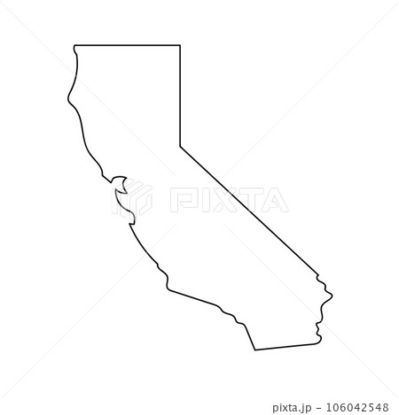 シンプルなカリフォルニア州の地図アイコン。ベクター。 106042548