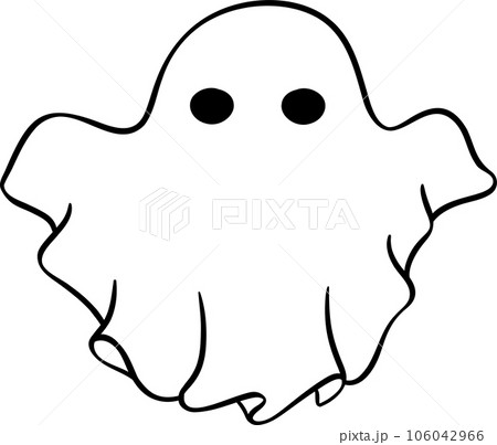 Cute Halloween ghost outline, retro spooky boo cartoon doodle illustration Cute Halloween ghost outline, retro spooky boo cartoon doodle illustration 106042966