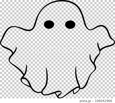 Cute Halloween ghost outline, retro spooky boo cartoon doodle illustration Cute Halloween ghost outline, retro spooky boo cartoon doodle illustration 106042966