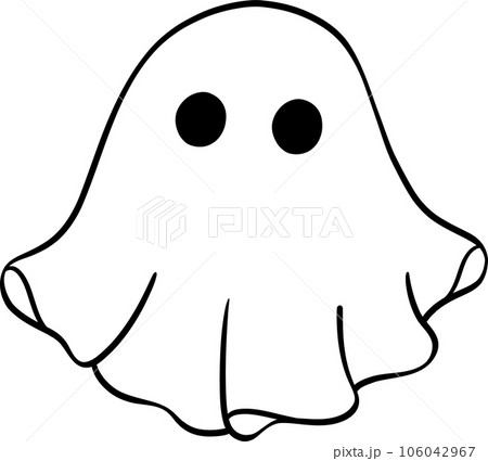Cute Halloween ghost outline, retro spooky boo cartoon doodle illustration Cute Halloween ghost outline, retro spooky boo cartoon doodle illustration 106042967