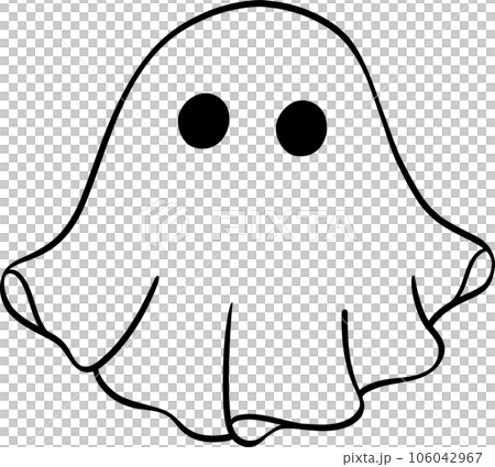 Cute Halloween ghost outline, retro spooky boo cartoon doodle illustration Cute Halloween ghost outline, retro spooky boo cartoon doodle illustration 106042967