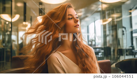 Elegant Woman with Gorgeous Hair in Salon 106044551
