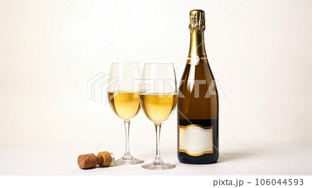 Celebratory Champagne Moment with Two Glasses Celebratory Champagne Moment with Two Glasses 106044593