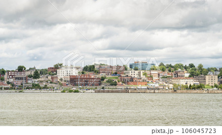 cityscape of Alton in Illinois on a shore of the Mississippi River, a view from the Missouri shore cityscape of Alton in Illinois on a shore of the Mississippi River, a view from the Missouri shore 106045723