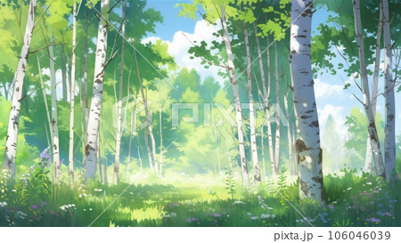 シラカバの森の水彩画_4 Generative AI シラカバの森の水彩画_4 Generative AI 106046039