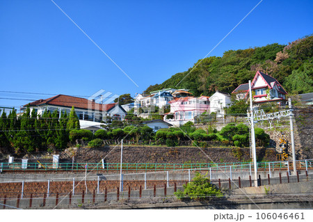 晴れた日の須磨・塩屋界隈の風景 海と鉄道 晴れた日の須磨・塩屋界隈の風景 海と鉄道 106046461