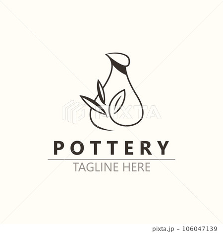 Pottery logo design handmade, creative traditional mug craft sign concept inspiration nature workshop 106047139