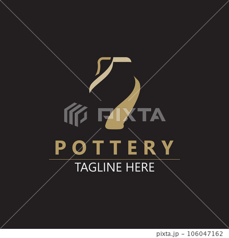 Pottery logo design handmade, creative traditional mug craft sign concept inspiration nature workshop 106047162