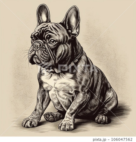 French bulldog, engaving style, close-up...のイラスト素材 [106047562] - PIXTA