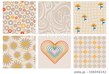 Set vector backgrounds trendy retro trippy style Set vector backgrounds trendy retro trippy style 106048142