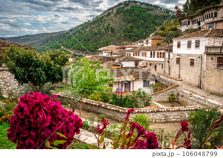 Historical Ottoman Houses in Berat, Albania. Beautiful scenic view. Cityscape Historical Ottoman Houses in Berat, Albania. Beautiful scenic view. Cityscape 106048799