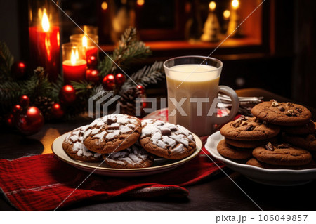 Holiday cookies and hot cocoa for a cozy and...のイラスト素材 [106049857] - PIXTA
