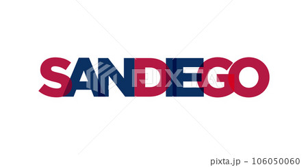 San Diego, California, USA typography slogan design. America logo with graphic city lettering for print and web. 106050060