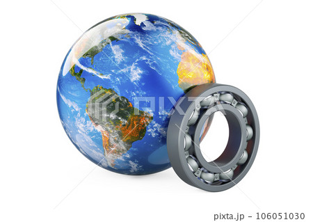 Ball-bearing with Earth Globe. 3D rendering 106051030