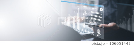 Working Data Analytics with Budget and Data Management Systems and Metrics connected to corporate strategy database for Finance, Intelligence,  Business Analytics with Key Performance Indicators. 106051443