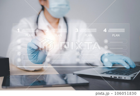 The Woman Doctor uses a pen checkbox for Health status in the Health Status evaluation form, Hospital documents. Medical insurance forms, Doctor paperwork, Health Status concept The Woman Doctor uses a pen checkbox for Health status in the Health Status evaluation form, Hospital documents. Medical insurance forms, Doctor paperwork, Health Status concept 106051830