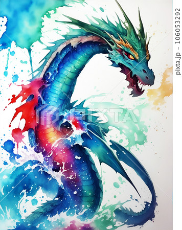 水彩のドラゴン[AI生成画像] 106053292