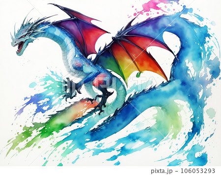 水彩のドラゴン[AI生成画像]のイラスト素材 [106053293] - PIXTA