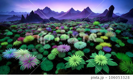 異世界の風景　奇妙な植物の群生　7 106053328