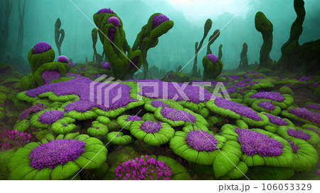 異世界の風景　奇妙な植物の群生　8 106053329