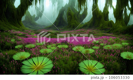 異世界の風景　奇妙な植物の群生　9 106053330