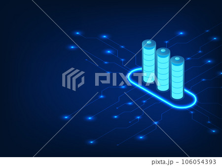 Battery technology, Vector illustration Battery connected to a circuit board. Technology represents a battery as an electrical storage device discharging power to electronic devices. Battery technology, Vector illustration Battery connected to a circuit board. Technology represents a battery as an electrical storage device discharging power to electronic devices. 106054393