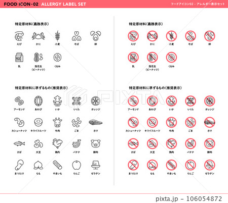 フードアイコン02_アレルギー表示セット 106054872