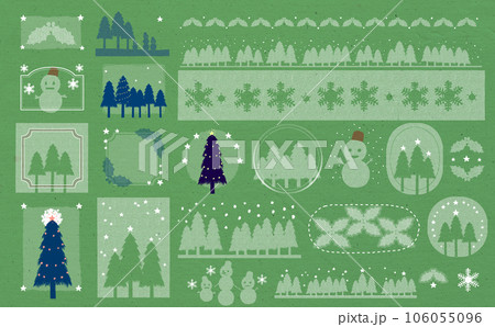 クリスマス☆イラスト素材セット・グリーン 北欧系・線画・ナチュラル 色違い有 クリスマス☆イラスト素材セット・グリーン 北欧系・線画・ナチュラル 色違い有 106055096