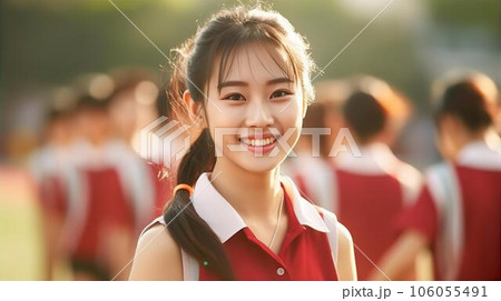 チアリーダー・バレー部・部活・スポーツをする高校生・中学生・学生・生徒（Generative AI）のイラスト素材 [106055491 ...