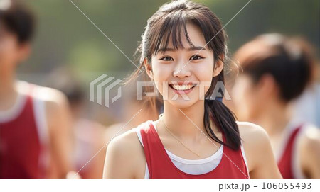 陸上部・部活・スポーツをする高校生・中学生・10代の学生・生徒（Generative AI）のイラスト素材 [106055493] - PIXTA