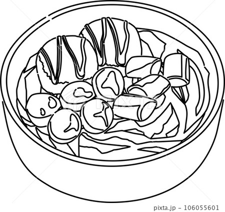 台湾のローカル―フード　芋圓_線画 106055601