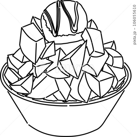 台湾のローカル―フード　マンゴーかき氷_線画 106055610