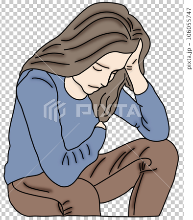upset woman suffering from headache upset woman suffering from headache 106055747