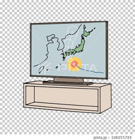 Illustration of a digital television that broadcasts typhoon information Illustration of a digital television that broadcasts typhoon information 106055783