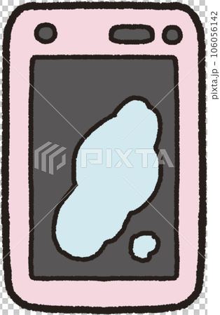 Illustration of a smartphone with the screen in front of it covered in water 106056142
