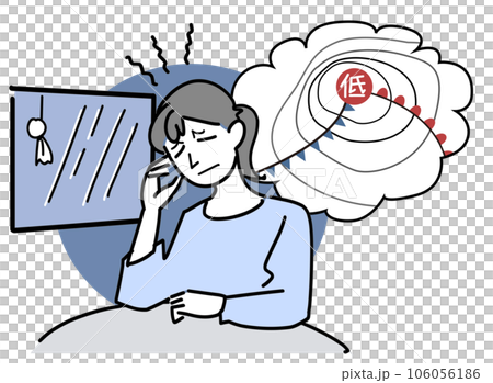 Melancholy on rainy days - migraine due to weather disease 106056186