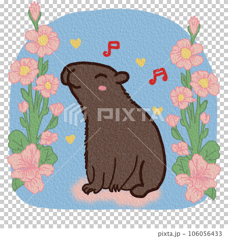 Cute capybara with flowers Cute capybara with flowers 106056433