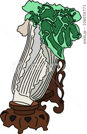 台湾故宮博物院の翠玉白菜_アウトライン+塗り 台湾故宮博物院の翠玉白菜_アウトライン+塗り 106056771