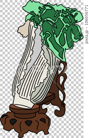 台湾故宮博物院の翠玉白菜_アウトライン+塗り 台湾故宮博物院の翠玉白菜_アウトライン+塗り 106056771