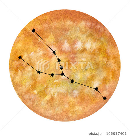Astrological earth elements zodiac signs. Horoscope icons set: taurus virgo capricorn. Hand draw watercolor illustration isolated. For logo, calendar 106057401
