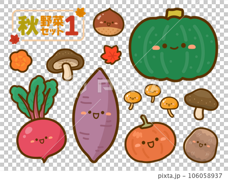 秋の味覚、かわいい野菜セット 106058937
