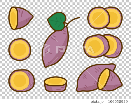 Illustration material of autumn and winter vegetables, illustration set of sweet potato 106058939