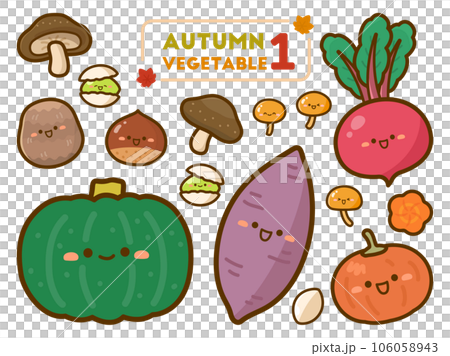 かわいい秋野菜のイラストセット 106058943