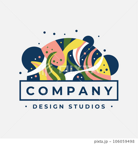 Colorful fun floral circle abstract logo....のイラスト素材 [106059498] - PIXTA