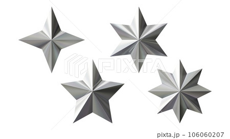 立体（3D）「Stars/星型」シルバー,銀 106060207