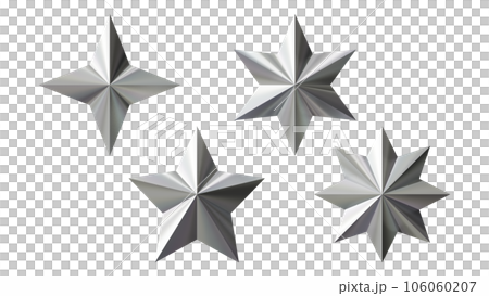 立体（3D）「Stars/星型」シルバー,銀 106060207