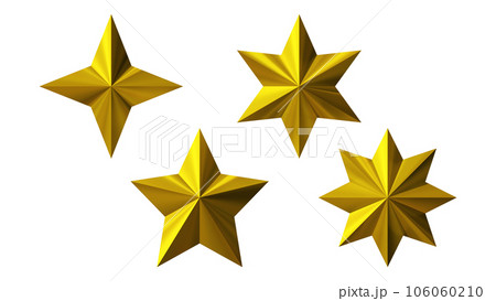 立体（3D）「Stars/星型」ゴールド,金のイラスト素材 [106060210] - PIXTA