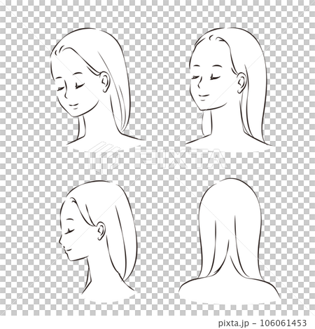 Above the neck of a woman seen from various angles Above the neck of a woman seen from various angles 106061453